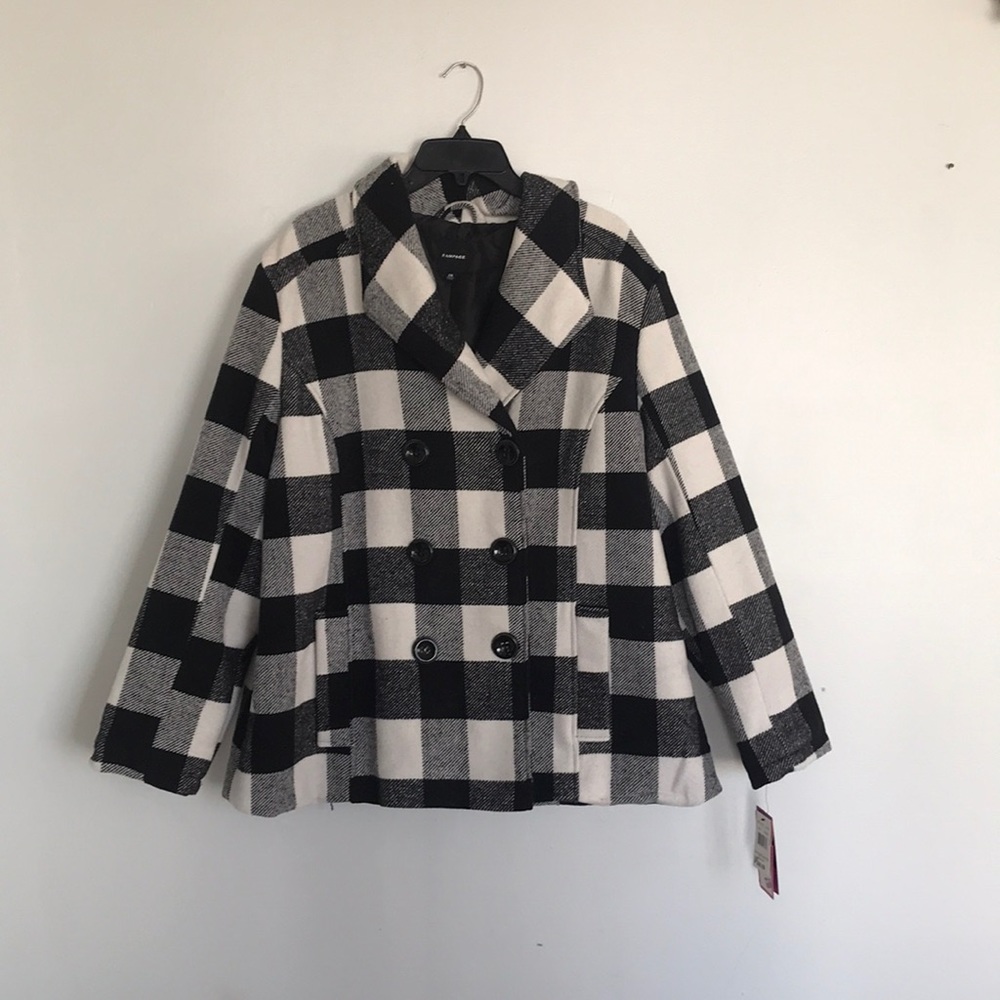 New with tags buffalo plaid double breasted coat